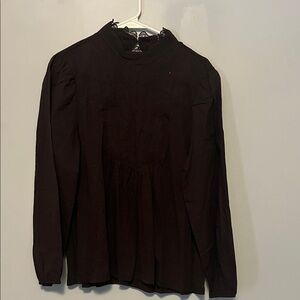 Cupio Elegant Brown Lace Trim Blouse Women’s Size Medium NWOT